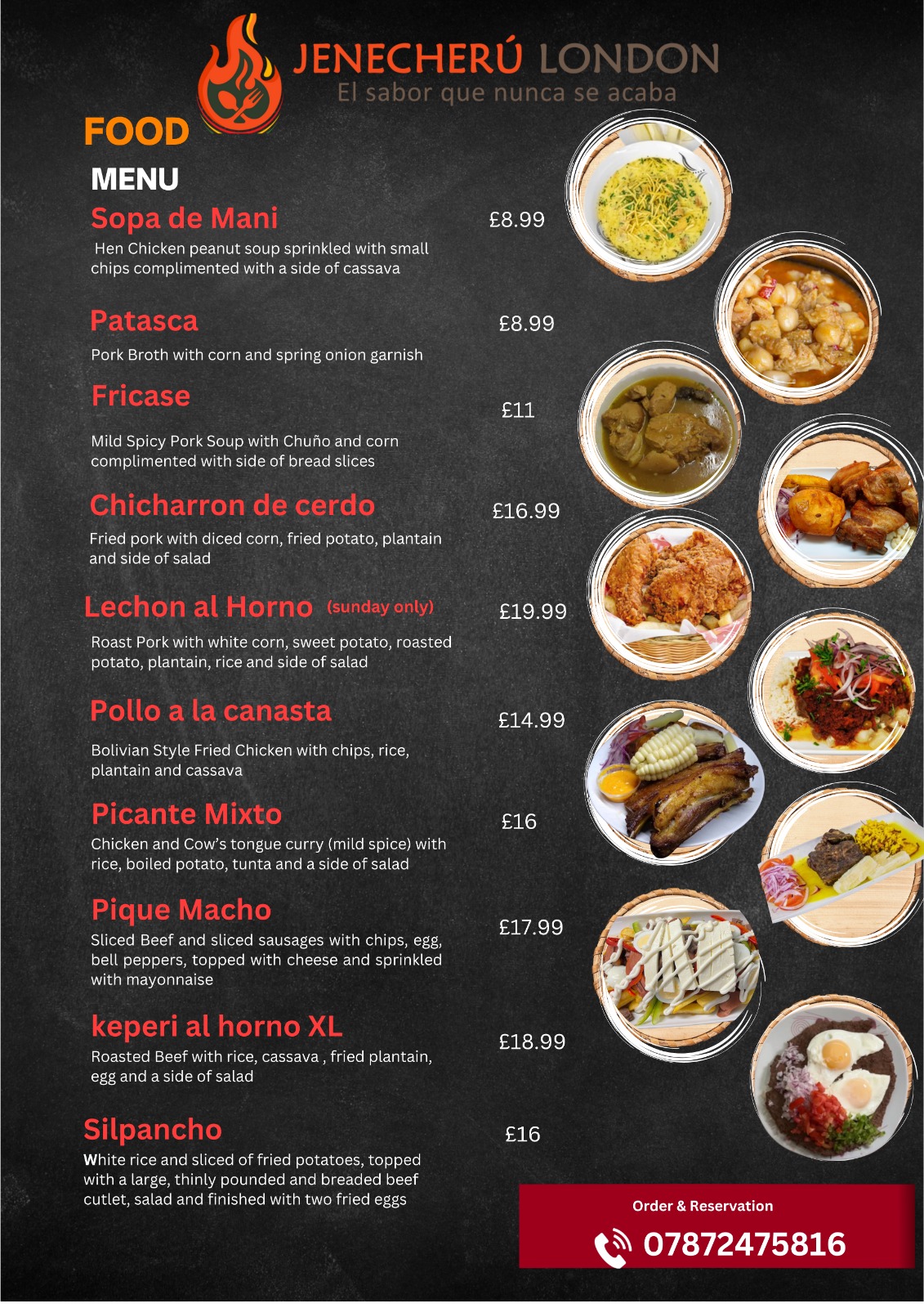 Jenecherú London menu — page 1